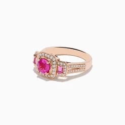 Effy Jewelry 14K Rose Gold Pink Sapphire and Diamond Ring | Rings