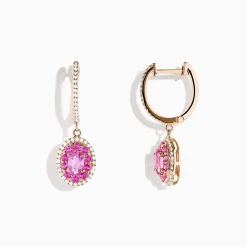 Effy Jewelry 14K Rose Gold Pink Sapphire and Diamond Earrings | Earrings