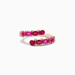 Effy Jewelry 14k Rose Gold Pink Tourmaline and Ruby Bypass Ring 1.49 TCW | Rings