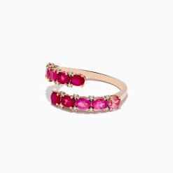 Effy Jewelry 14k Rose Gold Pink Tourmaline and Ruby Bypass Ring 1.49 TCW | Rings