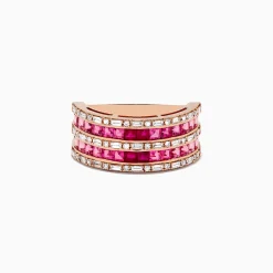 Effy Jewelry 14k Rose Gold Princess Cut Pink Tourmaline and Ruby Ring 1.61 TCW | Rings