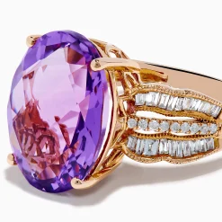 Effy Jewelry 14K Rose Gold Purple Amethyst and Diamond Cocktail Ring | Rings