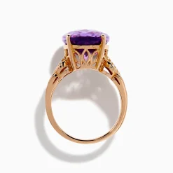 Effy Jewelry 14K Rose Gold Purple Amethyst and Diamond Cocktail Ring | Rings
