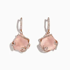 Effy Jewelry 14K Rose Gold Rose Quartz and Diamond Earrings, 13.05 TCW | Earrings