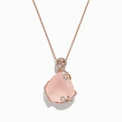 Effy Jewelry 14K Rose Gold Rose Quartz and Diamond Pendant, 16.18 TCW | Necklaces & Pendants
