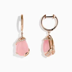 Effy Jewelry 14K Rose Gold Rose Quartz and Diamond Drop Earrings | Earrings