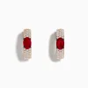 Effy Jewelry 14K Rose Gold Ruby and Diamond Huggie Hoop Earrings | Earrings