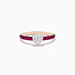 Effy Jewelry 14k Rose Gold Ruby and Diamond Heart Ring | Rings