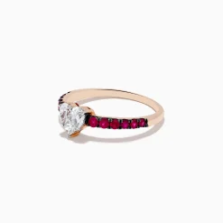 Effy Jewelry 14k Rose Gold Ruby and Diamond Heart Ring | Rings