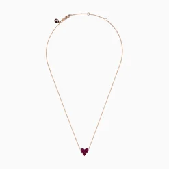 Effy Jewelry 14K Rose Gold Ruby Pave Heart Necklace | Necklaces & Pendants