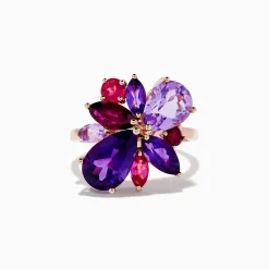 Effy Jewelry 14K Rose Purple and Pink Amethyst, Rhodolite, and Pink Tourmaline Ring | Rings