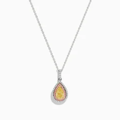 Effy Jewelry 18K Three Tone Gold Pear Shaped Yellow Diamond and Pink Diamond Halo Pendant | Necklaces & Pendants