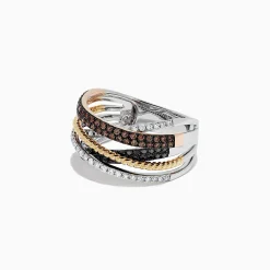 BH Multi 14K Tri-Color Gold Black, Brown and White Diamond Ring, 0.38 TCW | Rings