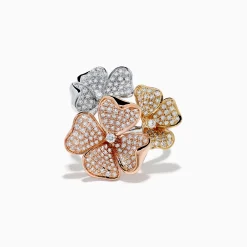 Effy Jewelry 14K Trio Flower Diamond Ring 0.82 TCW | Rings