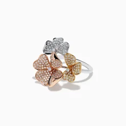 Effy Jewelry 14K Trio Flower Diamond Ring 0.82 TCW | Rings