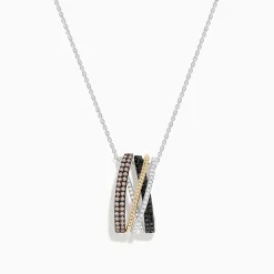 BH Multi 14K Trio-Color Gold Brown, Black and White Diamond Pendant 0.61 TCW | Necklaces & Pendants
