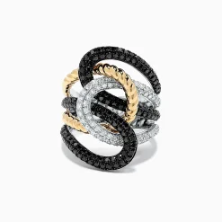 Effy Jewelry 14K Two Tone Gold Black and White Diamond Ring, 1.95 TCW | Rings