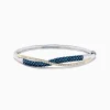 effyjewelry.com 14K Two Tone Gold Blue and White Diamond Crossover Bangle, 2.00 TCW | Bracelets