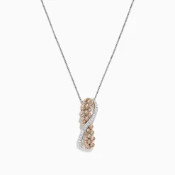 effyjewelry.com 14K Two Tone Gold Brown and White Diamond Crossover Pendant, 1.00 TCW | Necklaces & Pendants
