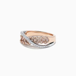 effyjewelry.com 14K Two Tone Gold Brown and White Diamond Crossover Ring, 1.00 TCW | Rings