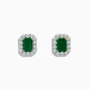 Effy Jewelry 14K Two Tone Gold Emerald and Diamond Earrings | Earrings