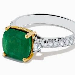 Effy Jewelry 18K Two Tone Gold Emerald and Diamond Ring | Rings