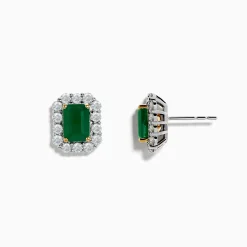 Effy Jewelry 14K Two Tone Gold Emerald and Diamond Earrings | Earrings
