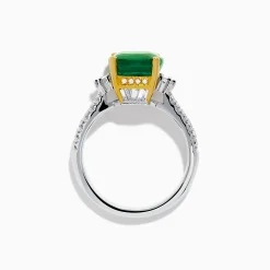 Effy Jewelry 18K Two Tone Gold Emerald and Diamond Ring | Rings