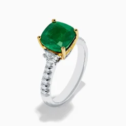 Effy Jewelry 18K Two Tone Gold Emerald and Diamond Ring | Rings