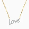 Effy Jewelry 14K Two Tone Gold Love Pendant with Paperclip Chain | Necklaces & Pendants