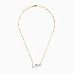 Effy Jewelry 14K Two Tone Gold Love Pendant with Paperclip Chain | Necklaces & Pendants