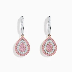 Effy Jewelry 14K Two Tone Gold Pink and White Diamond Earrings | Earrings