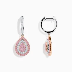 Effy Jewelry 14K Two Tone Gold Pink and White Diamond Earrings | Earrings