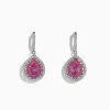 BH Multi 14K Two Tone Gold Pink Sapphire and Diamond Drop Earrings, 2.73 TCW | Earrings