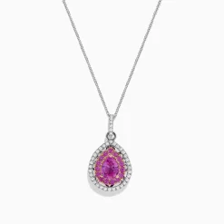 BH Multi 14K Two Tone Gold Pink Sapphire and Diamond Pendant, 1.74 TCW | Necklaces & Pendants
