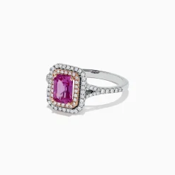 BH Multi 14K Two Tone Gold Pink Sapphire and Diamond Ring, 1.43 TCW | Rings