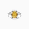 Effy Jewelry 18K Two Tone Gold White and GIA Certified Yellow Diamond Double Halo Ring | Rings