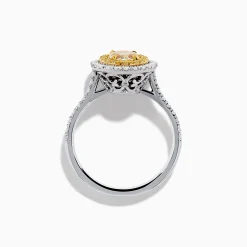 Effy Jewelry 18K Two Tone Gold White and GIA Certified Yellow Diamond Double Halo Ring | Rings