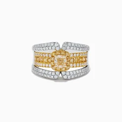 Effy Jewelry 14K Two Tone Gold Yellow Diamond Statement Ring 1.71 TCW | Rings