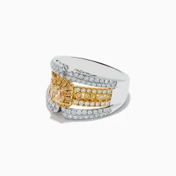 Effy Jewelry 14K Two Tone Gold Yellow Diamond Statement Ring 1.71 TCW | Rings