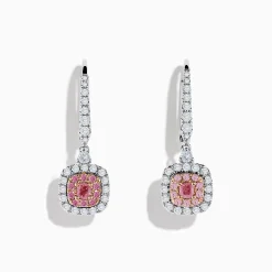 Effy Jewelry 18K Two Tone White and Pink Diamond Drop Earrings | Earrings