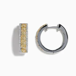 Effy Jewelry 14K Two Tone White and Yellow Diamond Hoop Earrings | Earrings