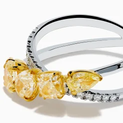 Effy Jewelry 18K Two Tone White u0026 Yellow Diamond Criss Cross Ring | Rings