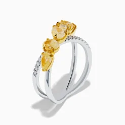 Effy Jewelry 18K Two Tone White u0026 Yellow Diamond Criss Cross Ring | Rings