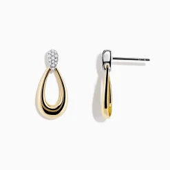Effy Jewelry 14K Two-Tone Gold and Diamond Dewdrop Earrings | Earrings