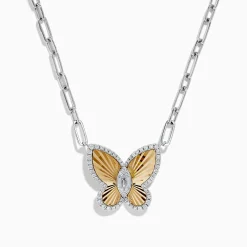 Effy Jewelry 14K Two-Tone Gold Diamond Butterfly Necklace | Necklaces & Pendants