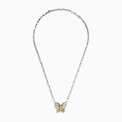 Effy Jewelry 14K Two-Tone Gold Diamond Butterfly Necklace | Necklaces & Pendants