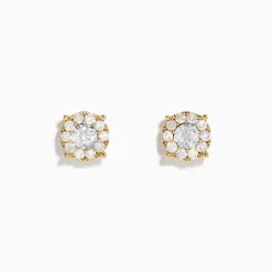 Effy Jewelry 14K Two-Tone Gold Diamond Cluster Stud Earrings 0.96 TCW | Earrings