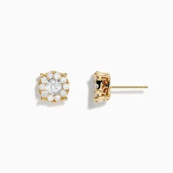 Effy Jewelry 14K Two-Tone Gold Diamond Cluster Stud Earrings 0.96 TCW | Earrings