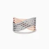 Effy Jewelry 14K Two-Tone Gold Diamond Crossover Ring | Rings